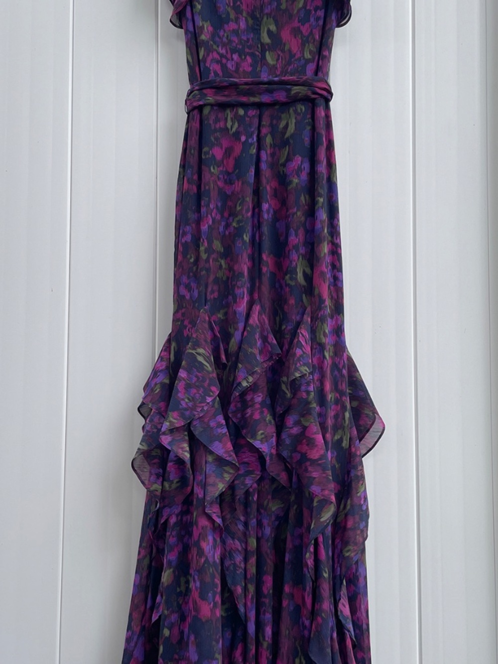 Ralph Lauren Georgette Dress Long Formal Ruffle Flutter Floral 6 - Picture 6 of 14